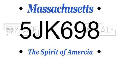 5JK698 Massachusetts License Plate