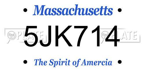 5JK714 Massachusetts License Plate