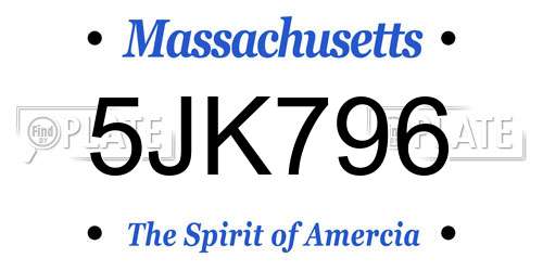 5JK796 Massachusetts License Plate