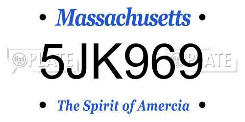 5JK969 Massachusetts License Plate