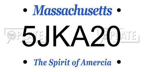 5JKA20 Massachusetts License Plate