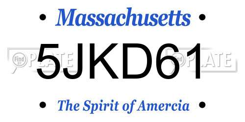 5JKD61 Massachusetts License Plate