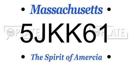 5JKK61 Massachusetts License Plate