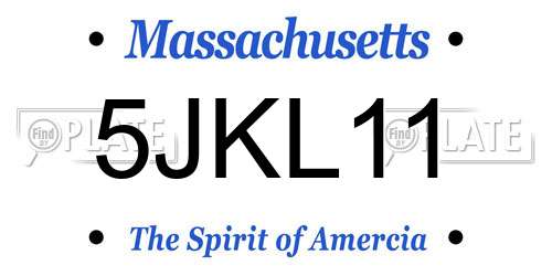 5JKL11 Massachusetts License Plate