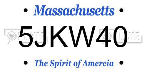 5JKW40 Massachusetts License Plate
