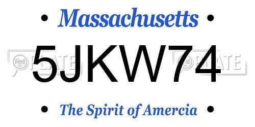 5JKW74 Massachusetts License Plate