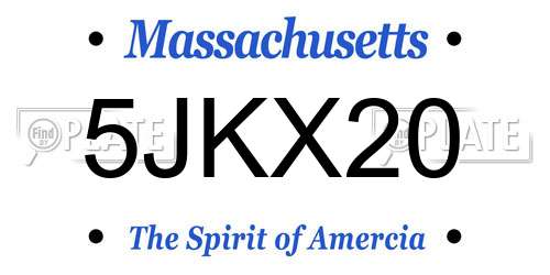 5JKX20 Massachusetts License Plate