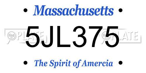 5JL375 Massachusetts License Plate