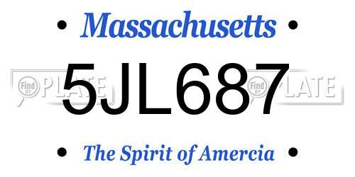 5JL687 Massachusetts License Plate