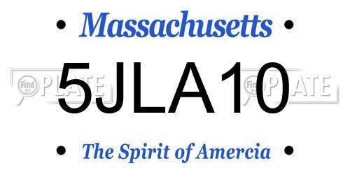 5JLA10 Massachusetts License Plate