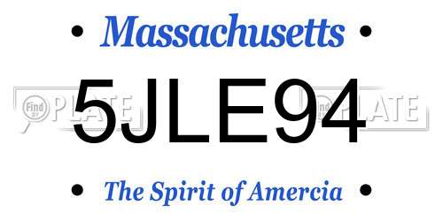 5JLE94 Massachusetts License Plate