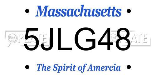 5JLG48 Massachusetts License Plate