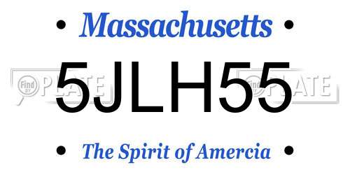 5JLH55 Massachusetts License Plate