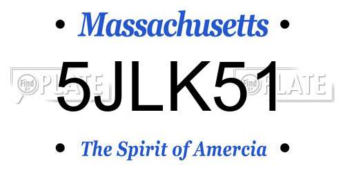 5JLK51 Massachusetts License Plate