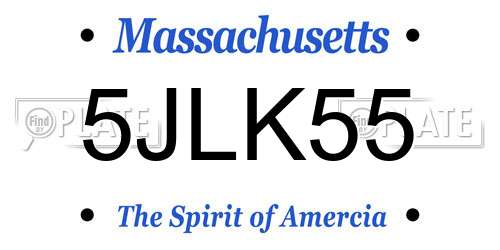 5JLK55 Massachusetts License Plate