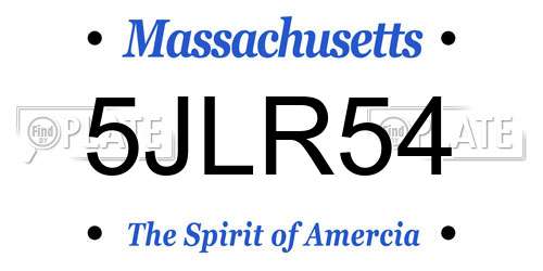 5JLR54 Massachusetts License Plate