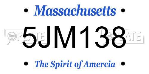 5JM138 Massachusetts License Plate