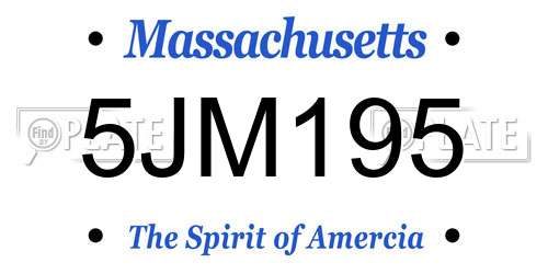 5JM195 Massachusetts License Plate