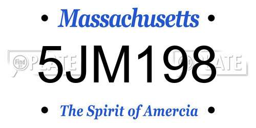5JM198 Massachusetts License Plate