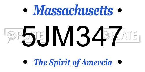 5JM347 Massachusetts License Plate