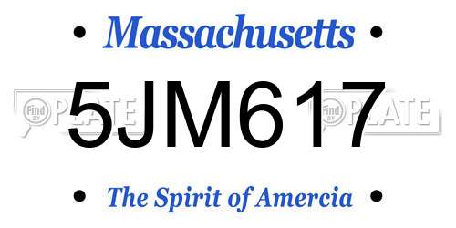 5JM617 Massachusetts License Plate