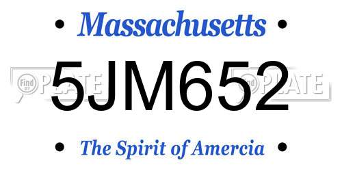 5JM652 Massachusetts License Plate