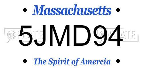 5JMD94 Massachusetts License Plate
