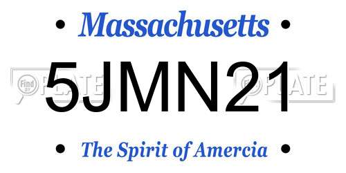 5JMN21 Massachusetts License Plate