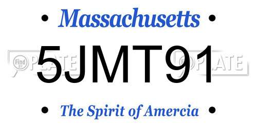 5JMT91 Massachusetts License Plate