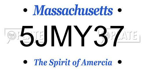 5JMY37 Massachusetts License Plate