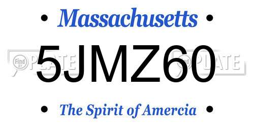 5JMZ60 Massachusetts License Plate