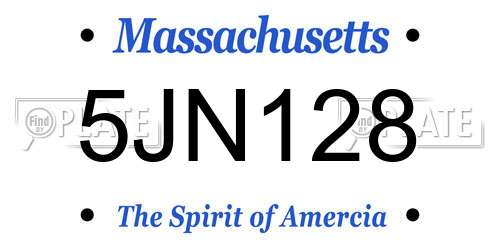 5JN128 Massachusetts License Plate