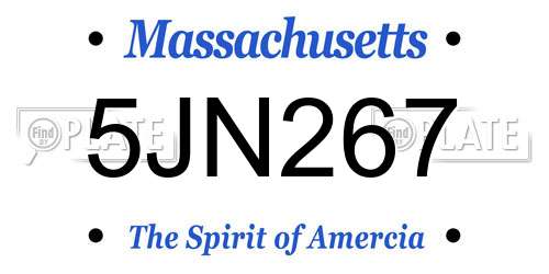 5JN267 Massachusetts License Plate