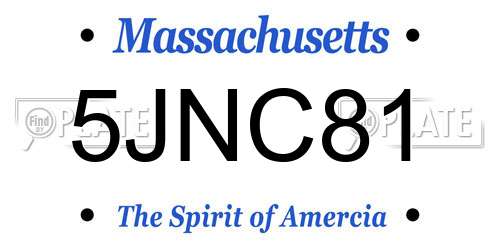 5JNC81 Massachusetts License Plate