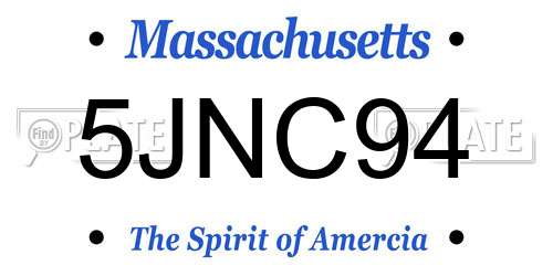 5JNC94 Massachusetts License Plate