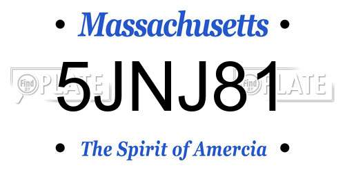 5JNJ81 Massachusetts License Plate