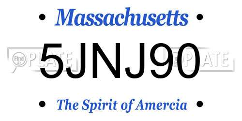 5JNJ90 Massachusetts License Plate