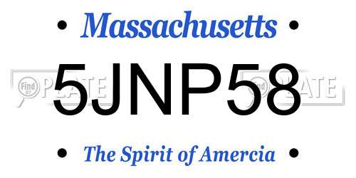 5JNP58 Massachusetts License Plate