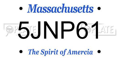5JNP61 Massachusetts License Plate