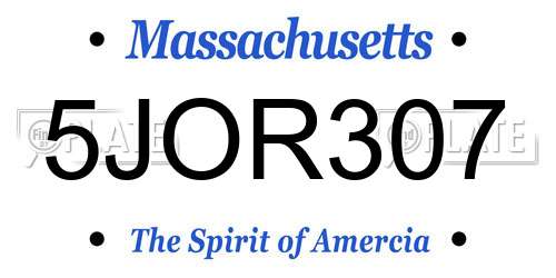 5JOR307 Massachusetts License Plate