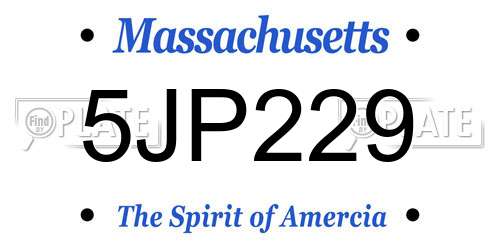 5JP229 Massachusetts License Plate