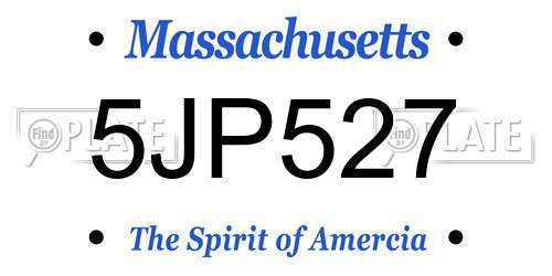 5JP527 Massachusetts License Plate