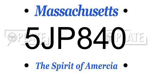 5JP840 Massachusetts License Plate