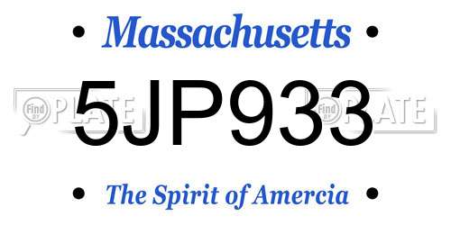 5JP933 Massachusetts License Plate
