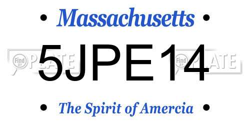 5JPE14 Massachusetts License Plate