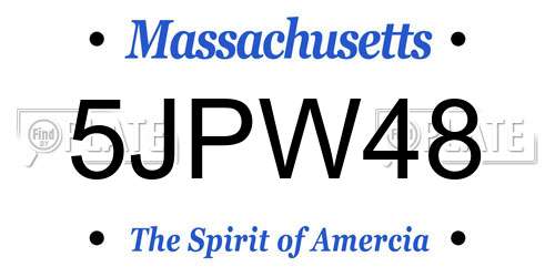 5JPW48 Massachusetts License Plate