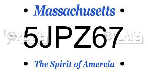 5JPZ67 Massachusetts License Plate