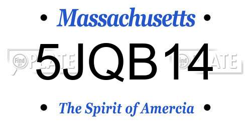 5JQB14 Massachusetts License Plate