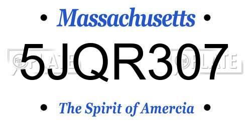 5JQR307 Massachusetts License Plate