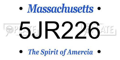 5JR226 Massachusetts License Plate